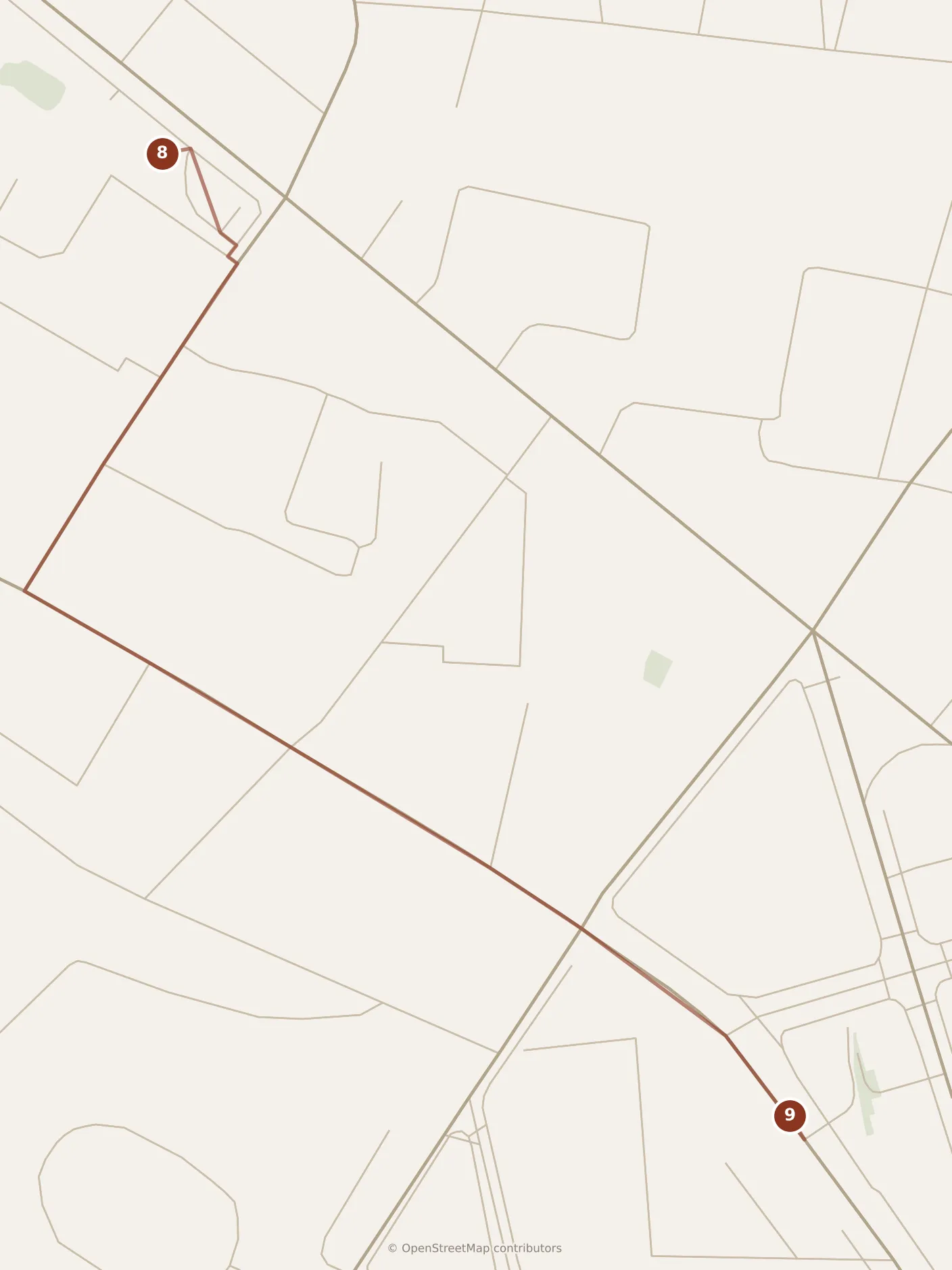 Map of Bangkok, evening: stops 8–9, numbered in walking order.