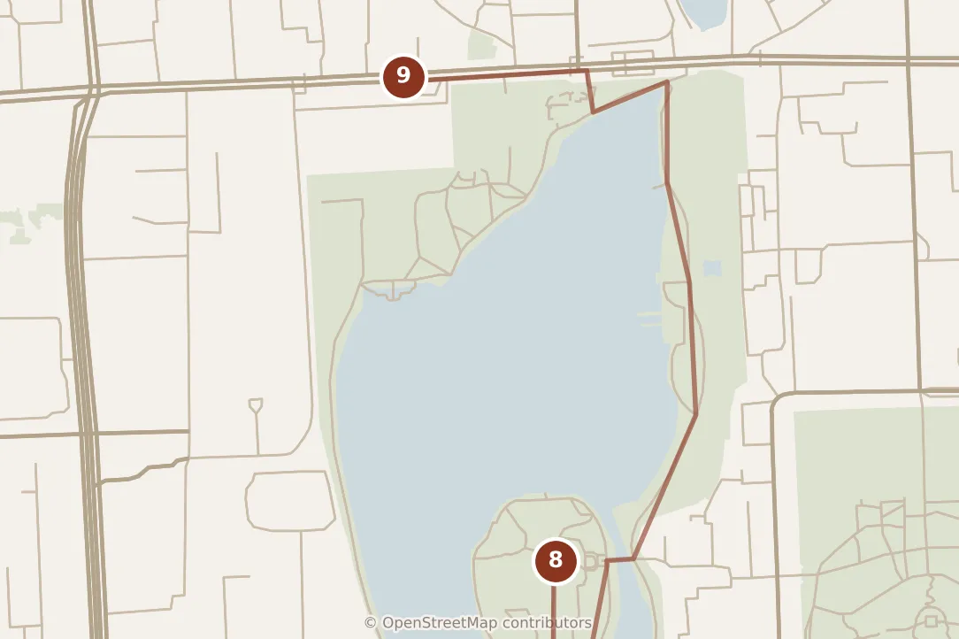 Map of Beijing, evening: stop 9, numbered in walking order.