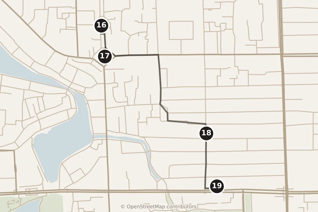 Map of Beijing, evening: stops 16–19, numbered in walking order.