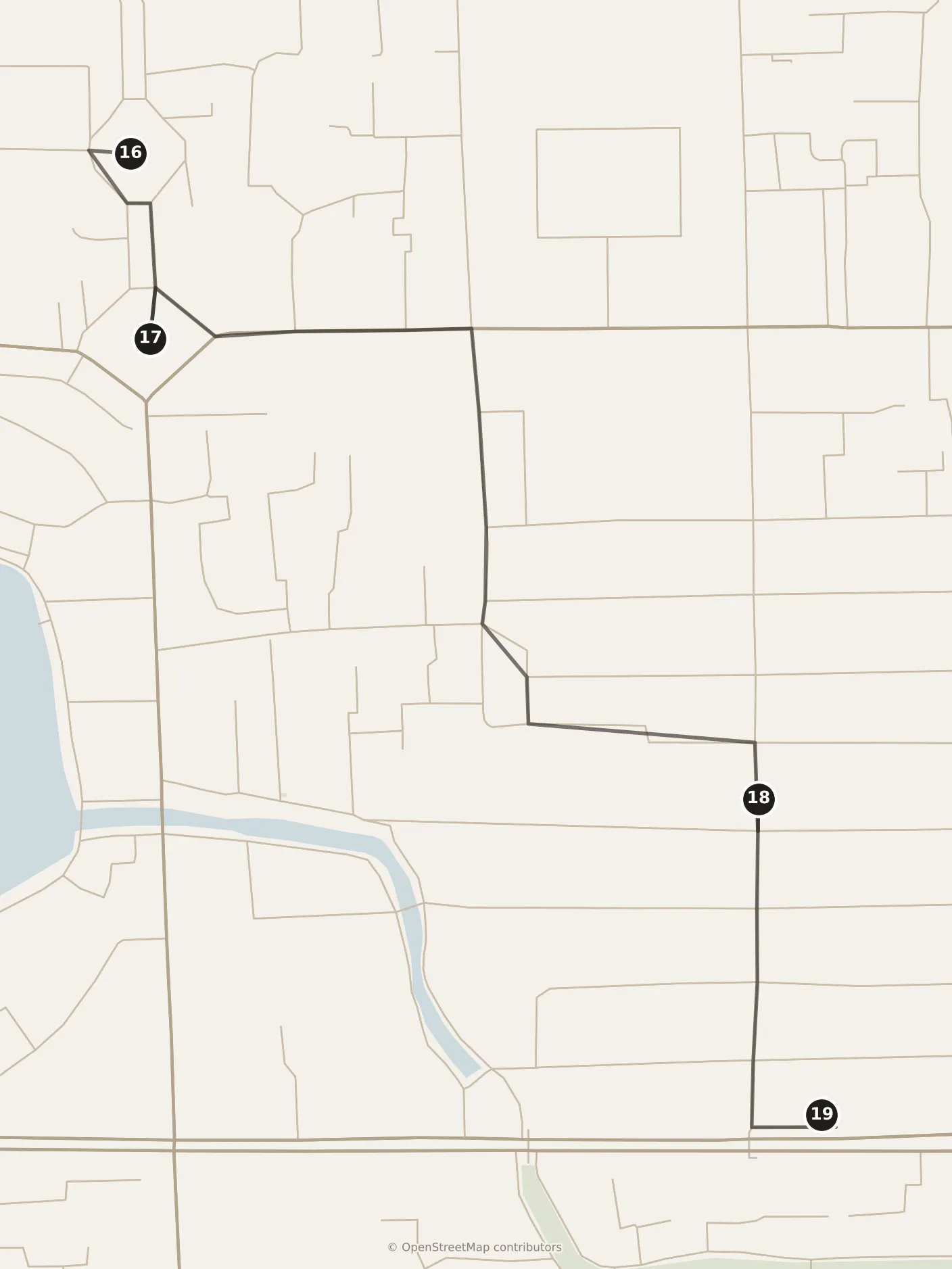 Map of Beijing, evening: stops 16–19, numbered in walking order.