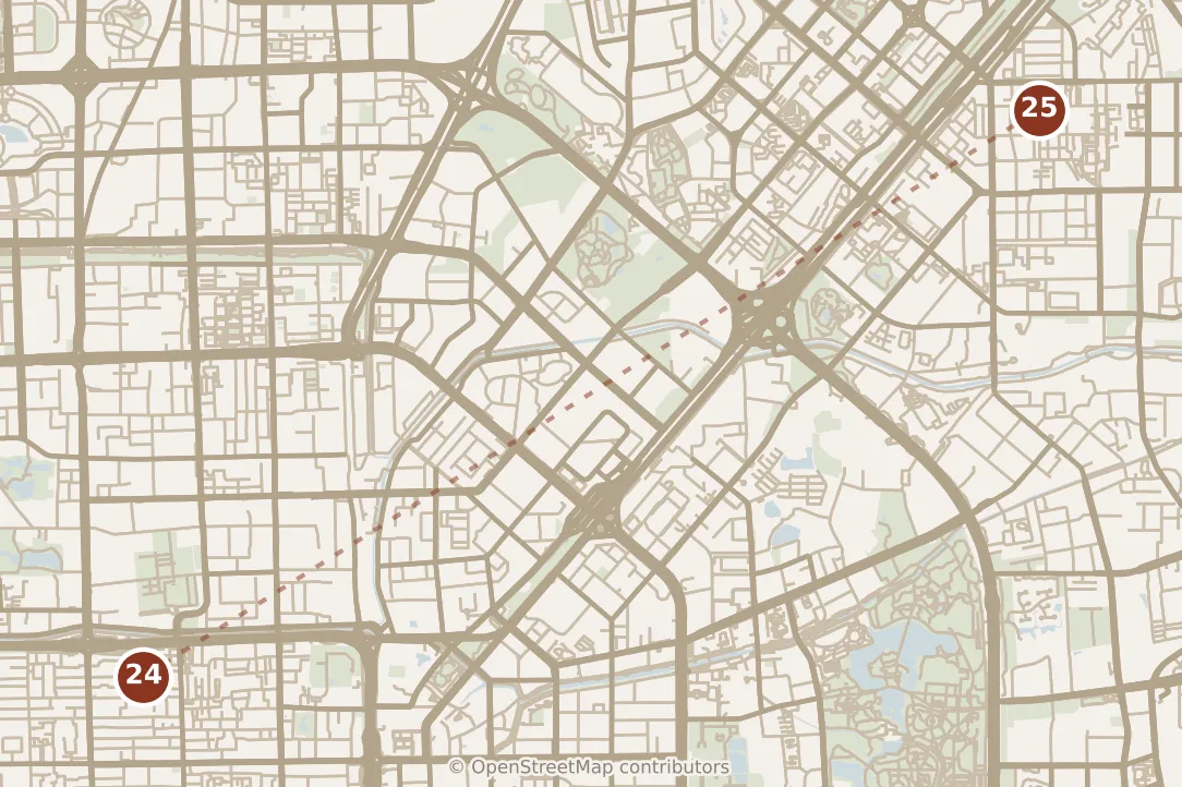 Map of Beijing, day six · stop 25: stop 25, numbered in walking order.