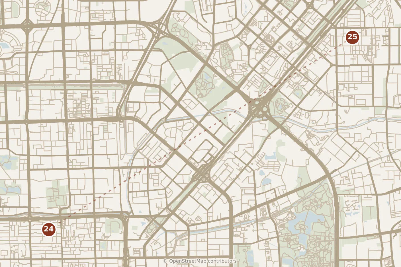 Map of Beijing, day six · stop 25: stop 25, numbered in walking order.