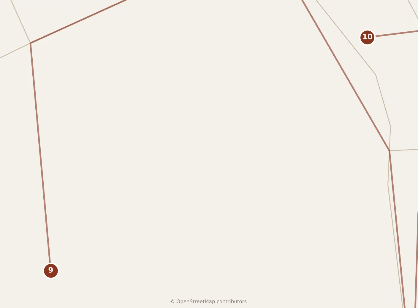 Map of Budapest, evening: stops 9–10, numbered in walking order.