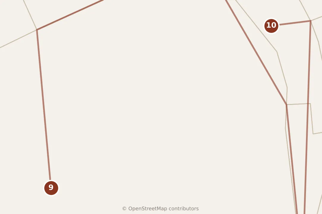 Map of Budapest, evening: stops 9–10, numbered in walking order.