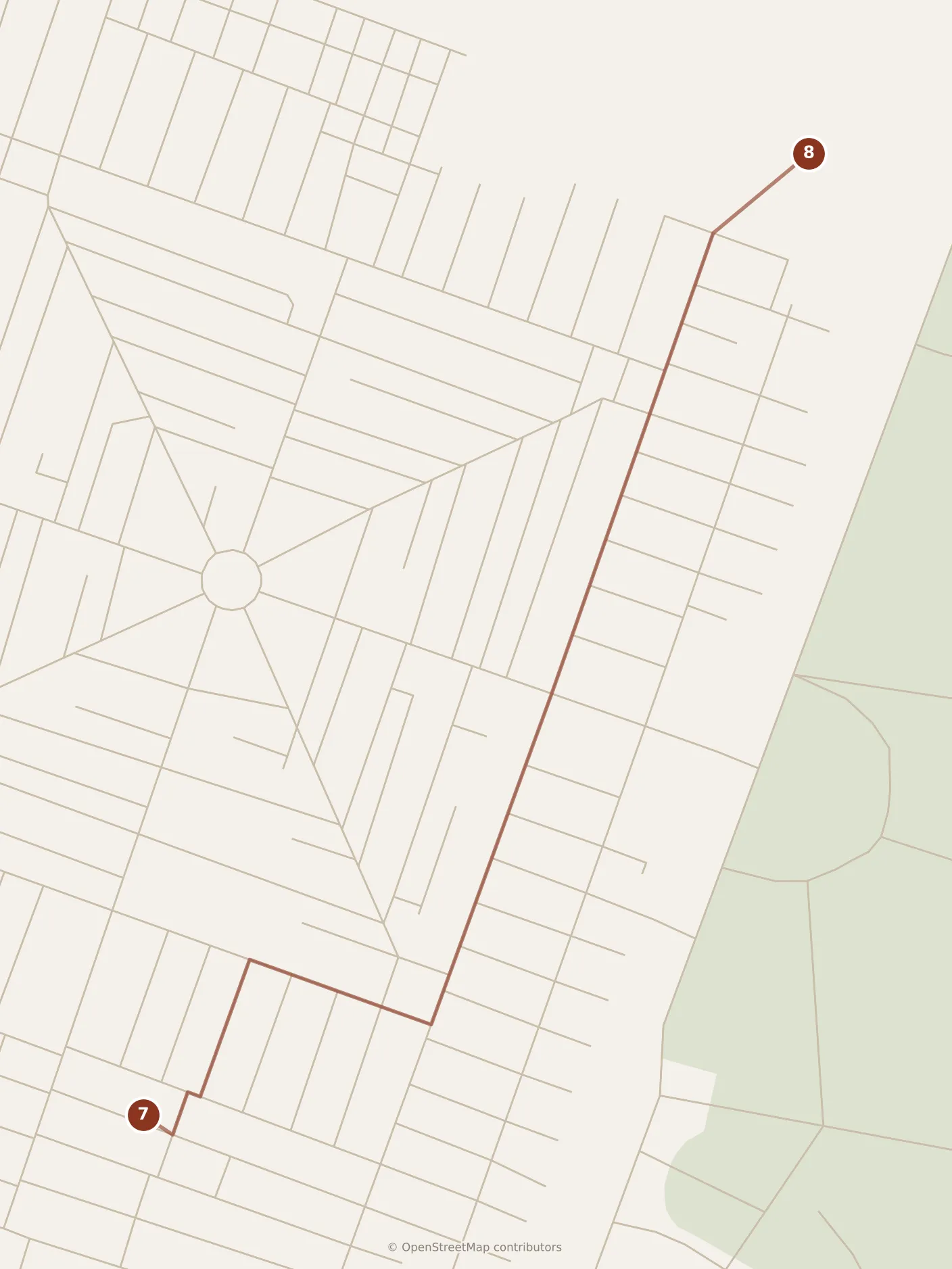 Map of Buenos Aires, afternoon: stops 7–8, numbered in walking order.