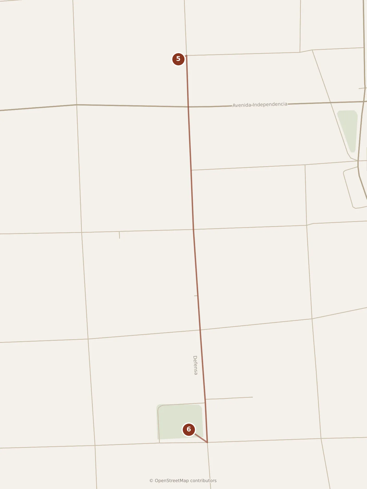 Map of Buenos Aires, afternoon: stops 5–6, numbered in walking order.