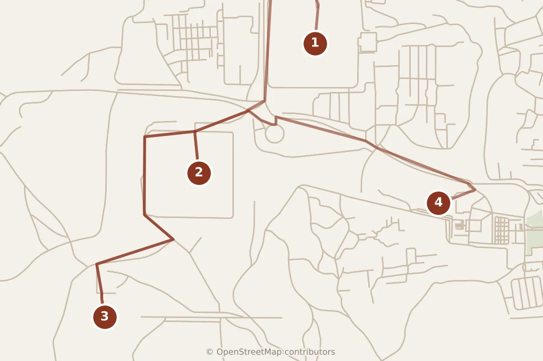 Map of Cairo, morning: stops 1–4, numbered in walking order.