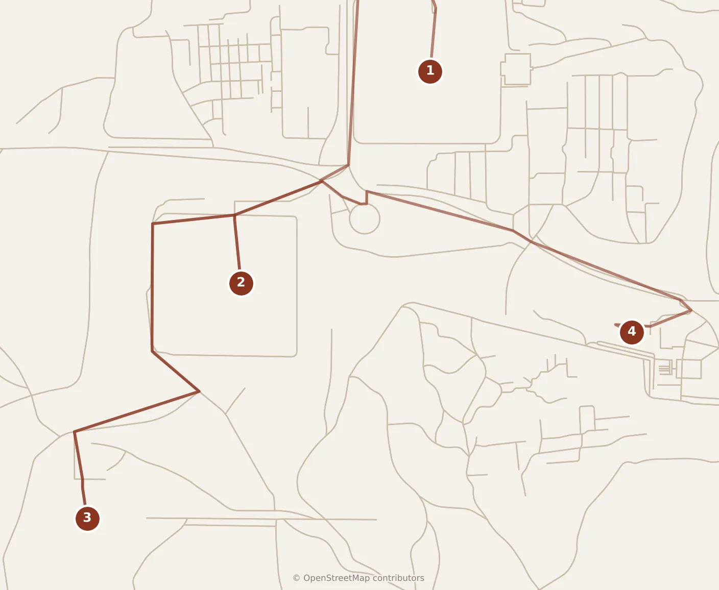 Map of Cairo, morning: stops 1–4, numbered in walking order.