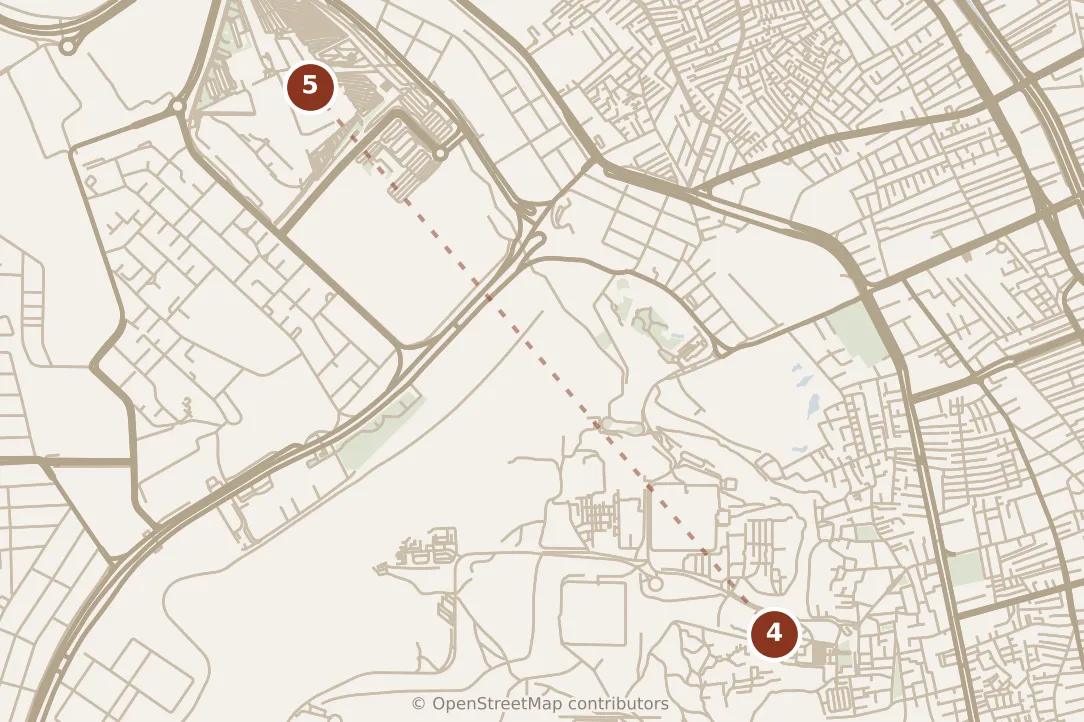 Map of Cairo, afternoon: stop 5, numbered in walking order.