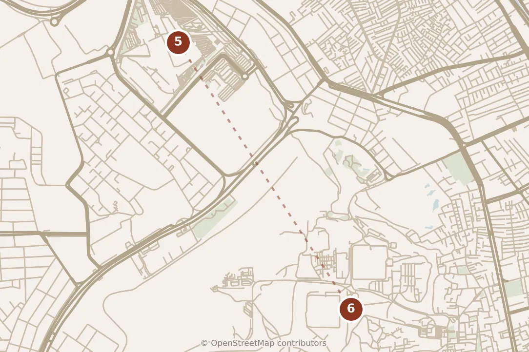 Map of Cairo, evening: stop 6, numbered in walking order.