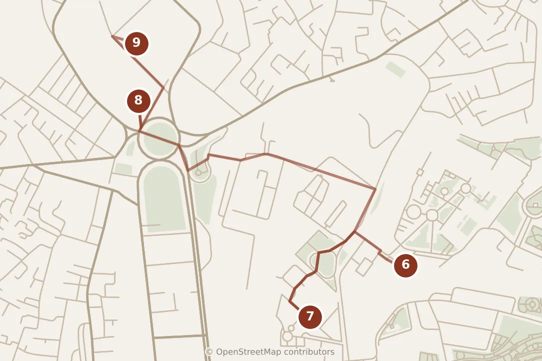 Map of Cairo, afternoon: stops 6–9, numbered in walking order.