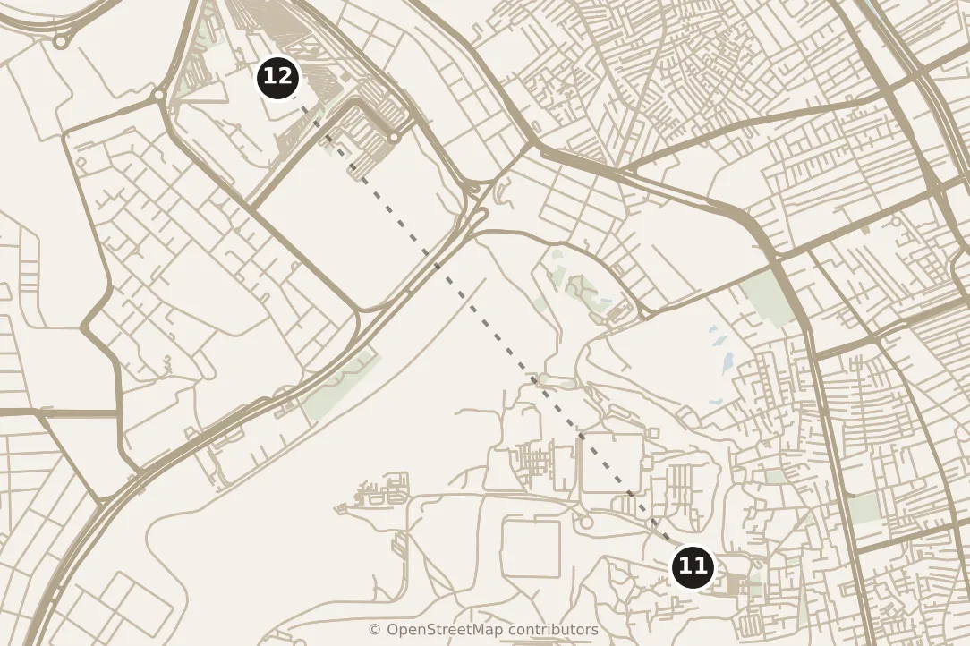 Map of Cairo, afternoon: stop 12, numbered in walking order.