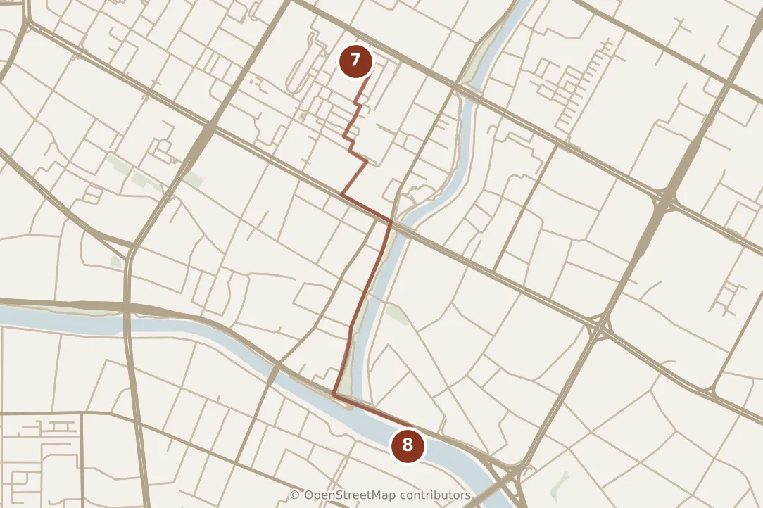 Map of Chengdu, evening: stop 8, numbered in walking order.