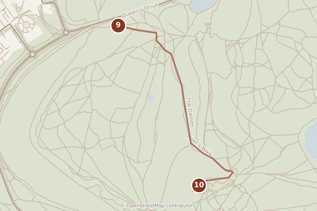 Map of Edinburgh, evening: stops 9–10, numbered in walking order.