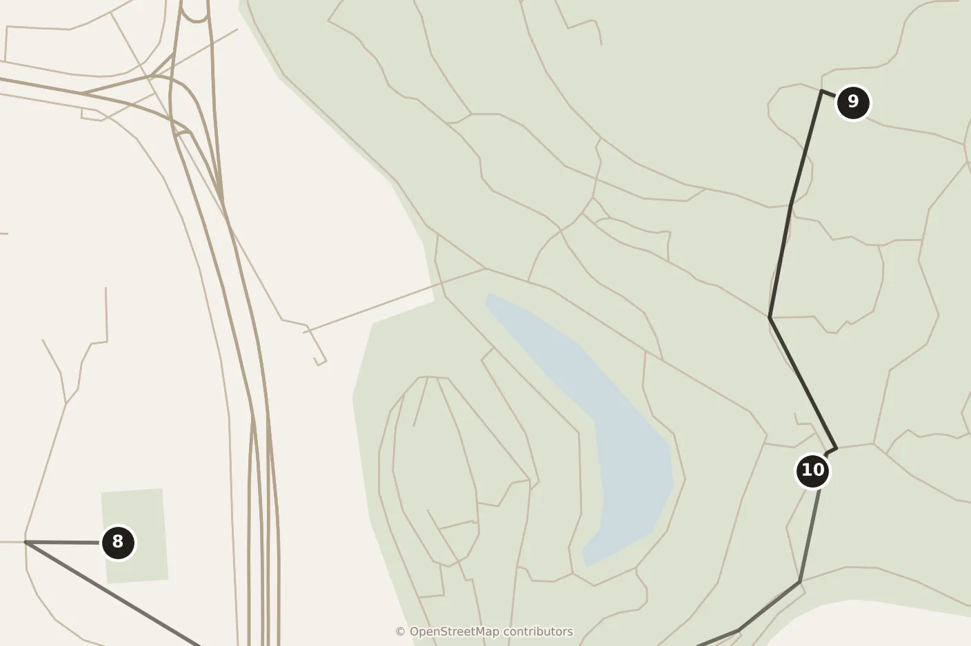 Map of Guangzhou, morning: stops 8–10, numbered in walking order.
