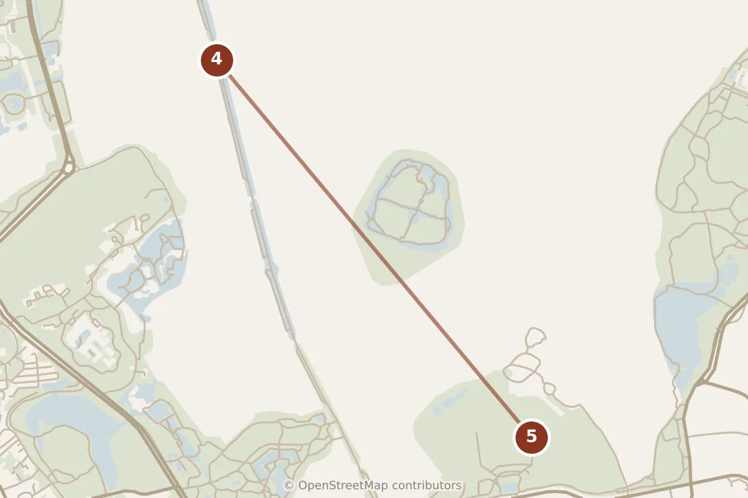 Map of Hangzhou, afternoon: stops 4–5, numbered in walking order.