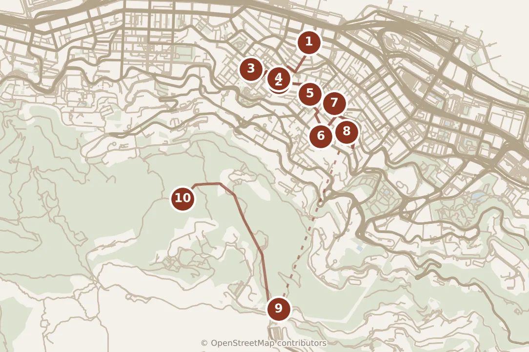 Map of Hong Kong, morning and afternoon: stops 1–10, numbered in walking order.