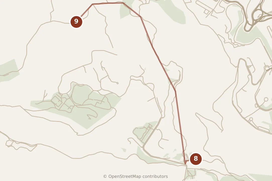 Map of Hong Kong, evening: stops 8–9, numbered in walking order.