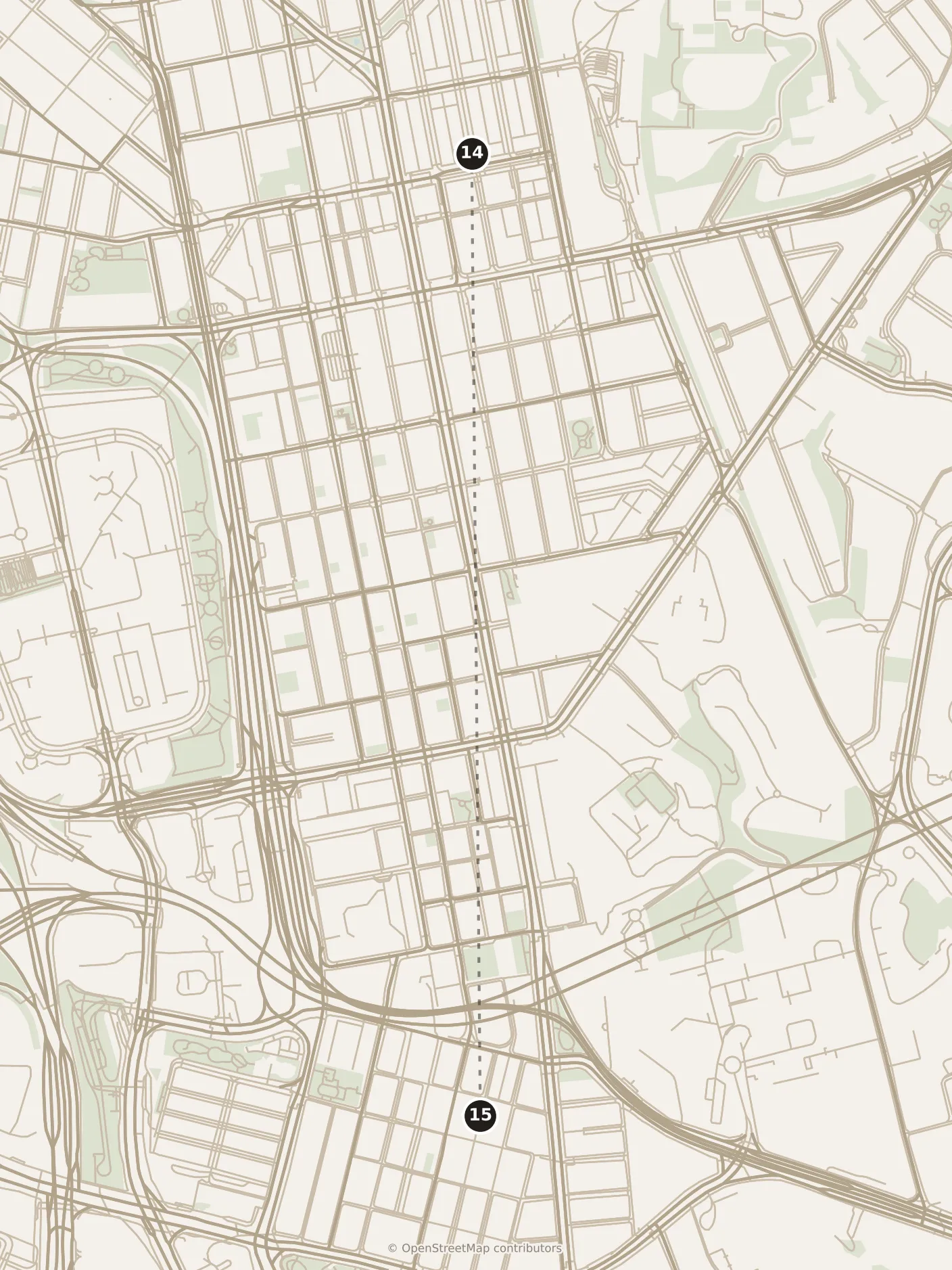 Map of Hong Kong, evening: stop 15, numbered in walking order.
