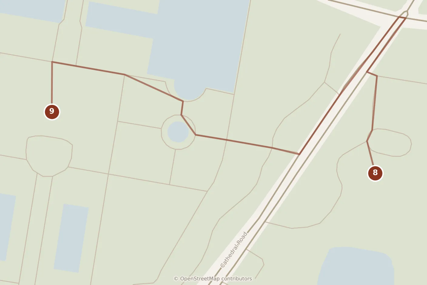 Map of Kolkata, evening: stop 9, numbered in walking order.