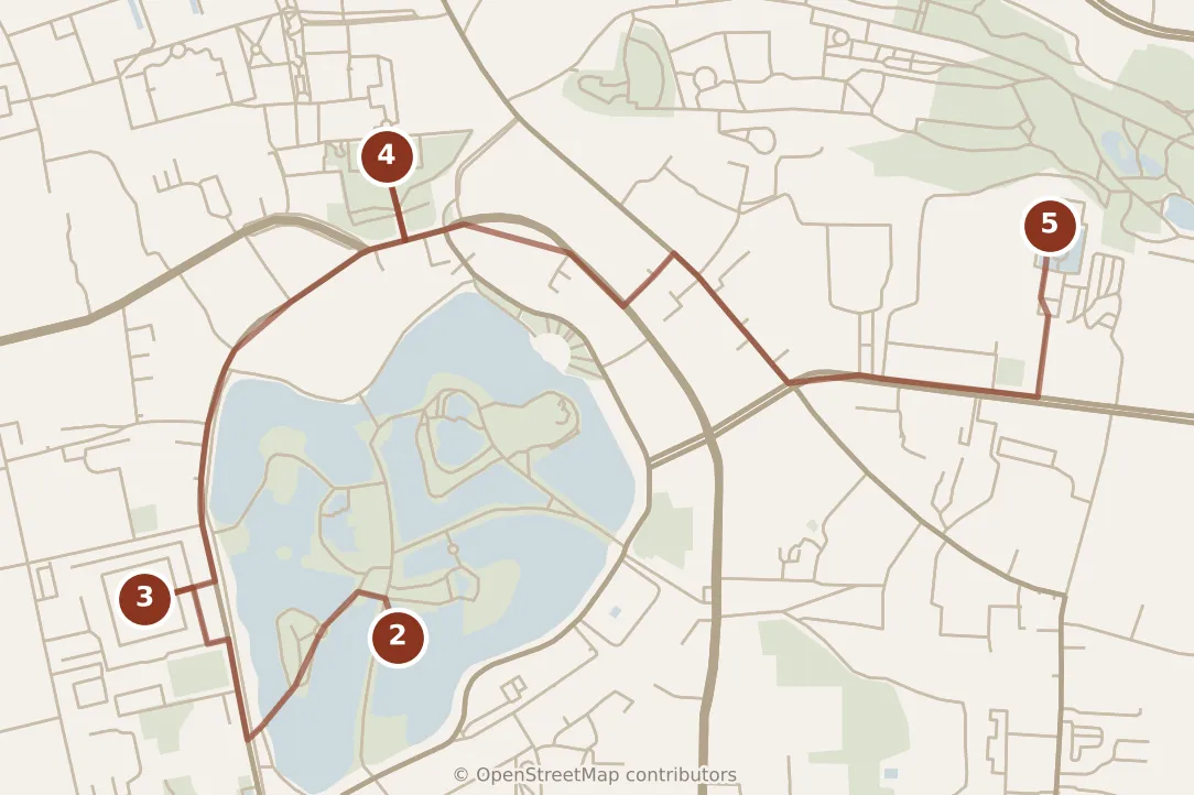 Map of Kunming, morning: stops 2–5, numbered in walking order.