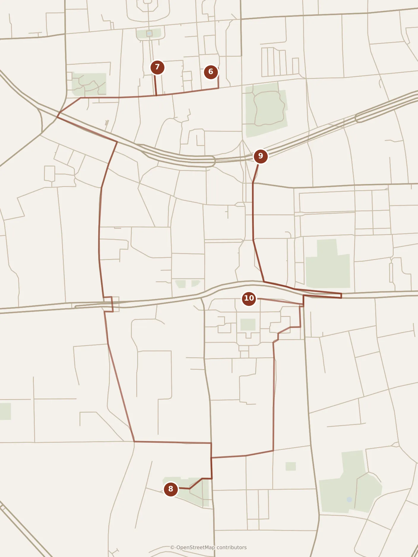 Map of Kunming, afternoon and evening: stops 6–10, numbered in walking order.