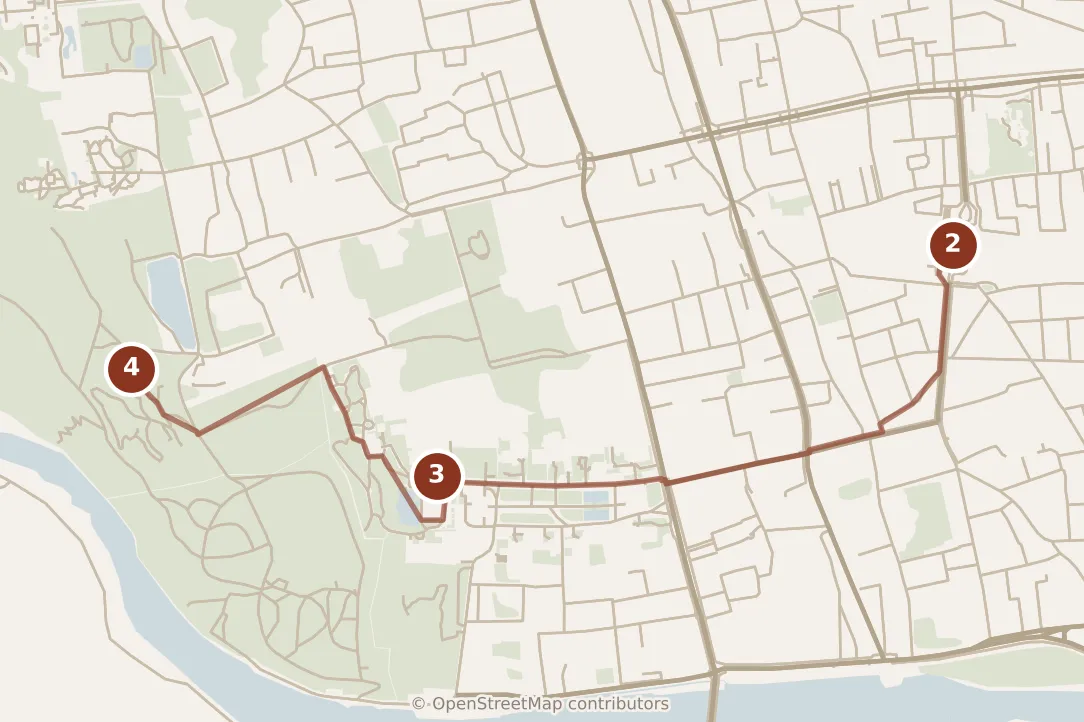 Map of Kyoto, morning: stops 2–4, numbered in walking order.
