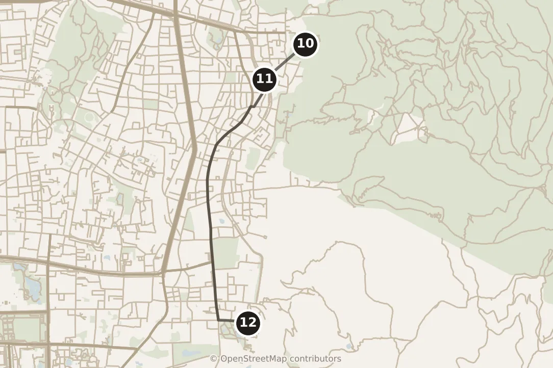 Map of Kyoto, morning: stops 10–12, numbered in walking order.