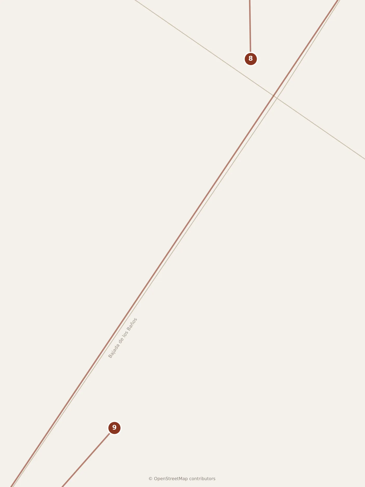 Map of Lima, evening: stops 8–9, numbered in walking order.