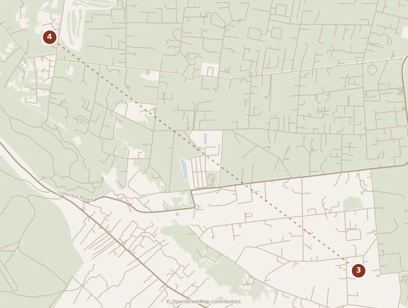Map of Nairobi, afternoon: stops 3–4, numbered in walking order.