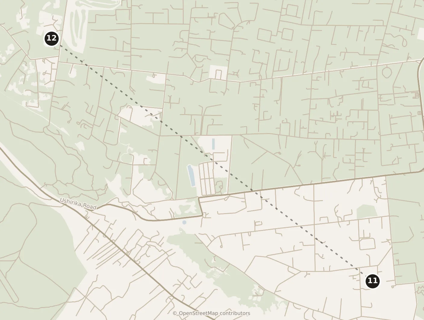 Map of Nairobi, afternoon: stops 11–12, numbered in walking order.