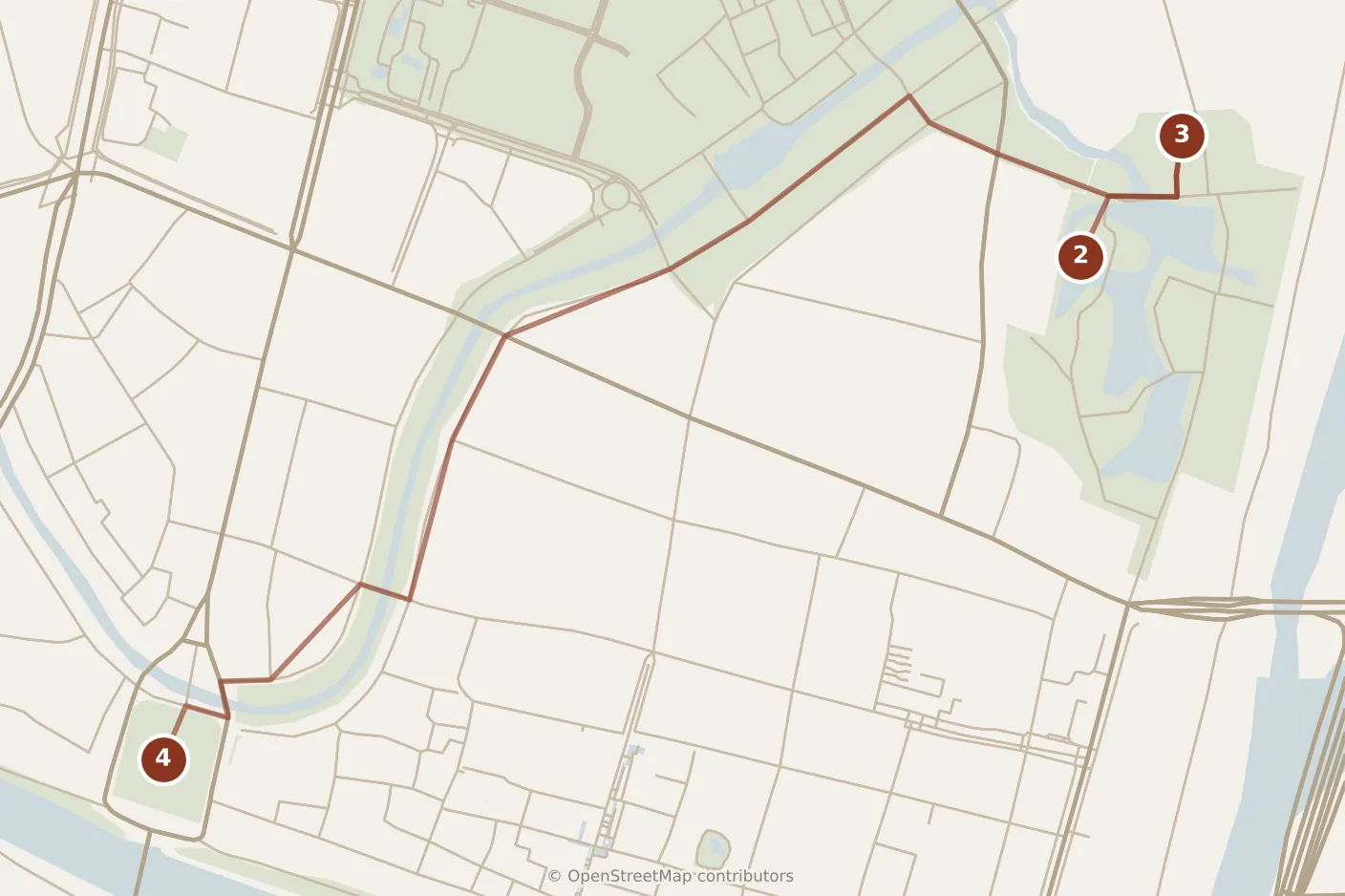 Map of Nanjing, afternoon: stops 2–4, numbered in walking order.