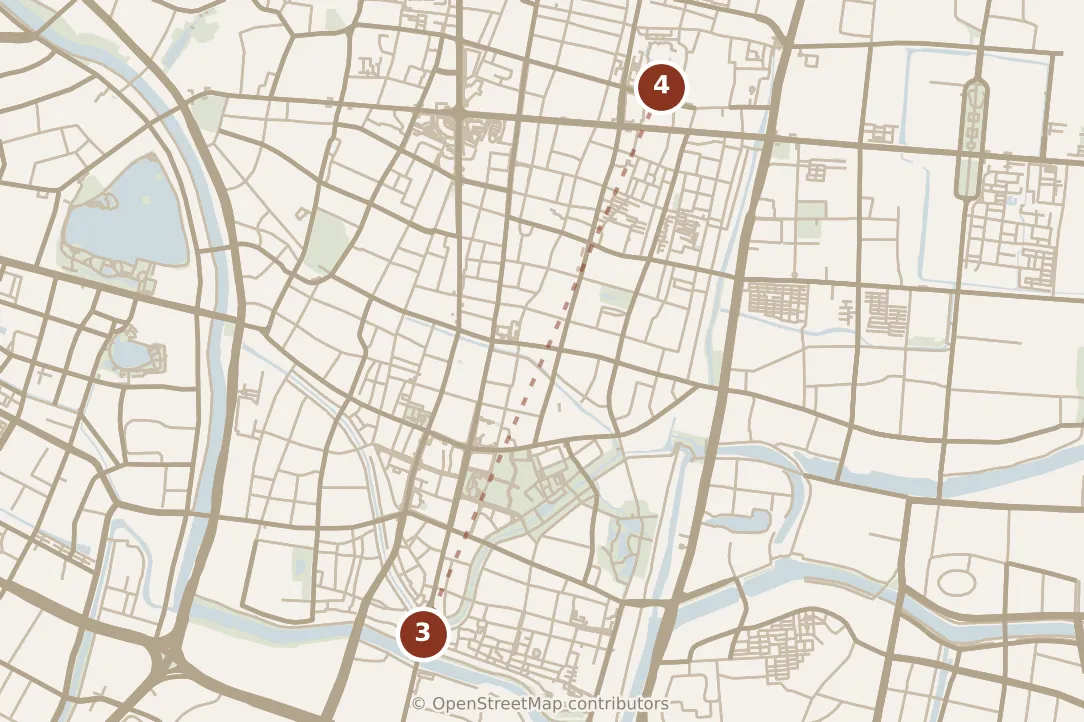 Map of Nanjing, afternoon: stop 4, numbered in walking order.