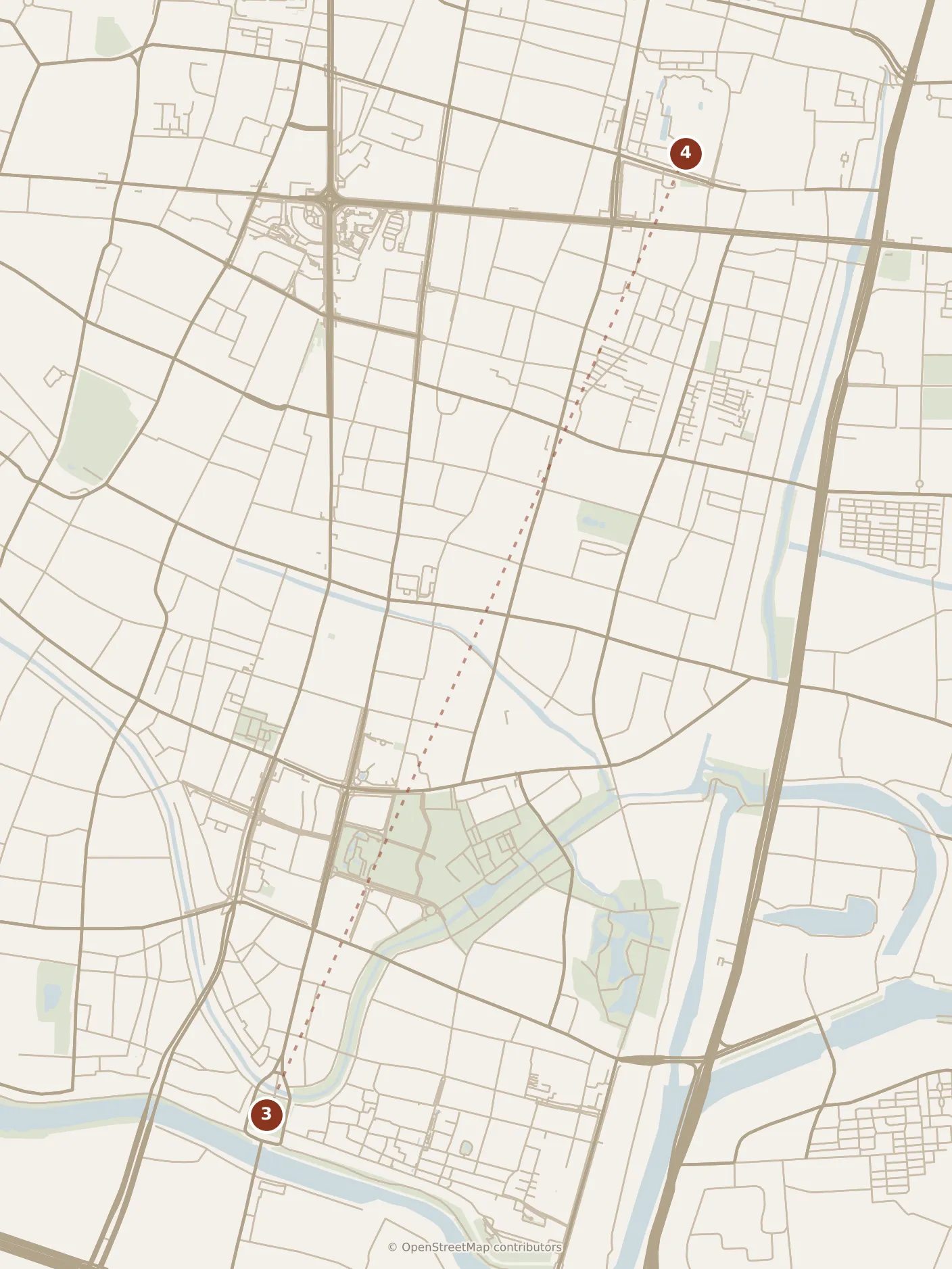 Map of Nanjing, afternoon: stop 4, numbered in walking order.