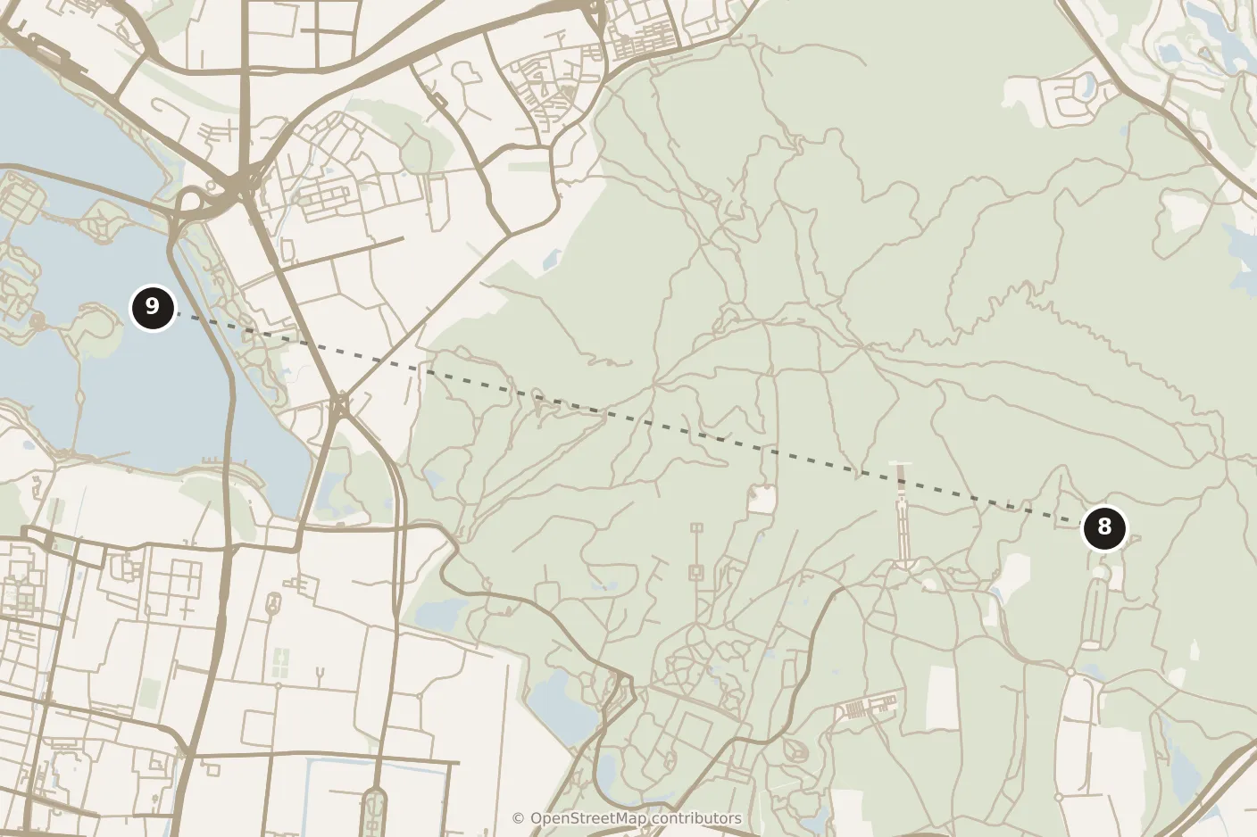 Map of Nanjing, evening: stop 9, numbered in walking order.