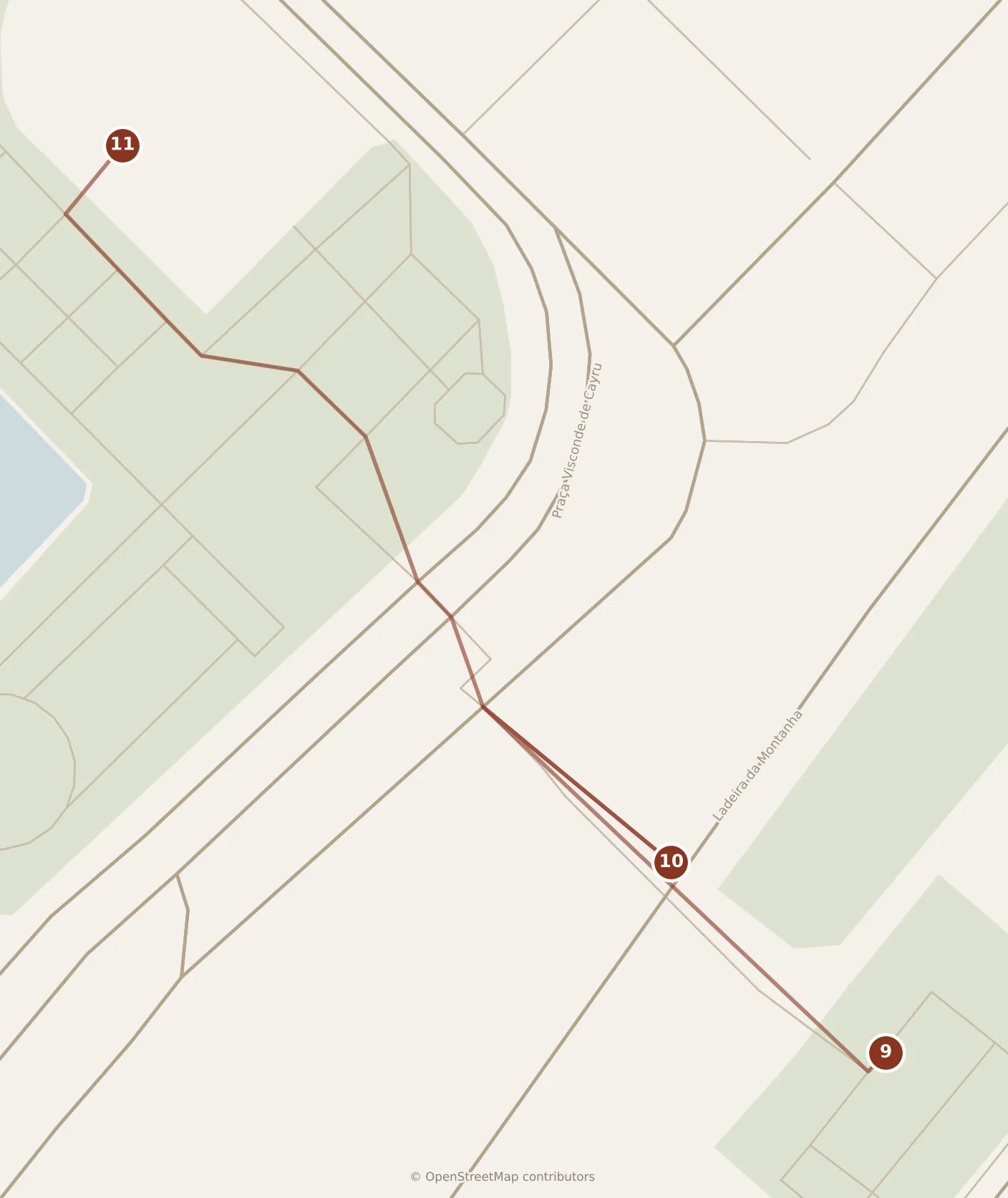 Map of Salvador, afternoon: stops 9–11, numbered in walking order.