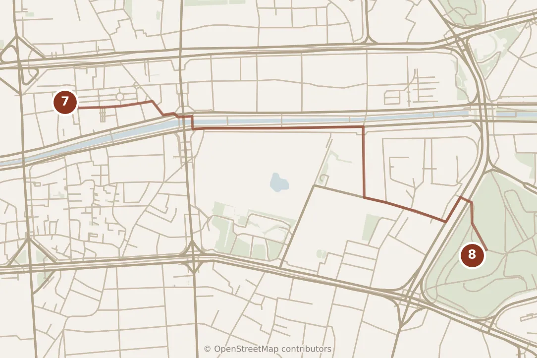 Map of Seoul, afternoon: stops 7–8, numbered in walking order.