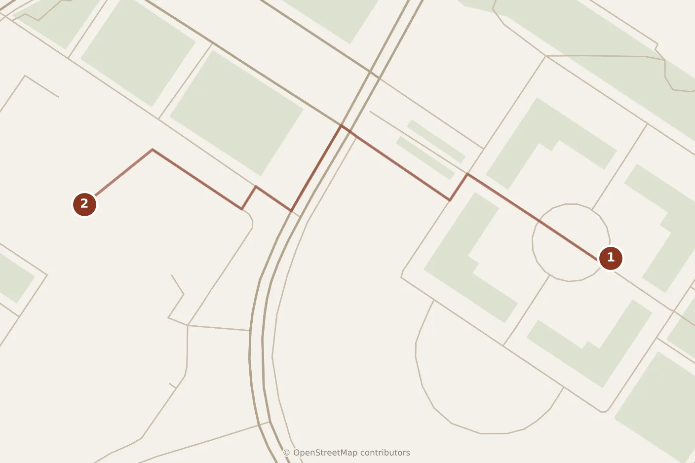 Map of Shanghai, morning: stops 1–2, numbered in walking order.