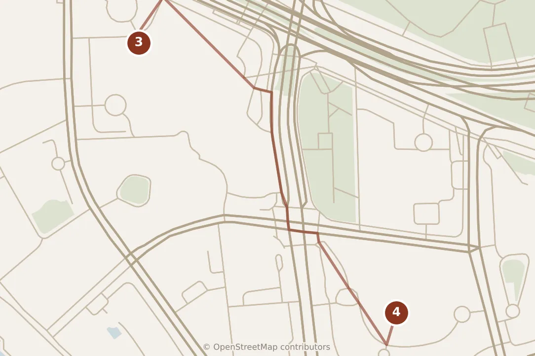 Map of Shanghai, afternoon and evening: stops 3–4, numbered in walking order.