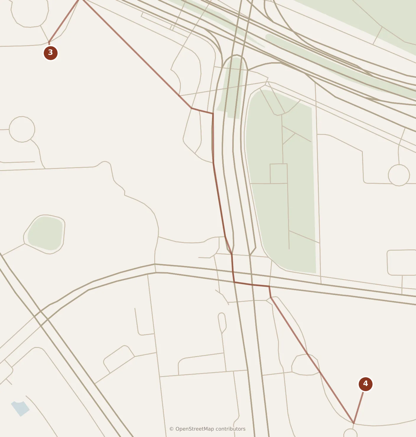 Map of Shanghai, afternoon and evening: stops 3–4, numbered in walking order.