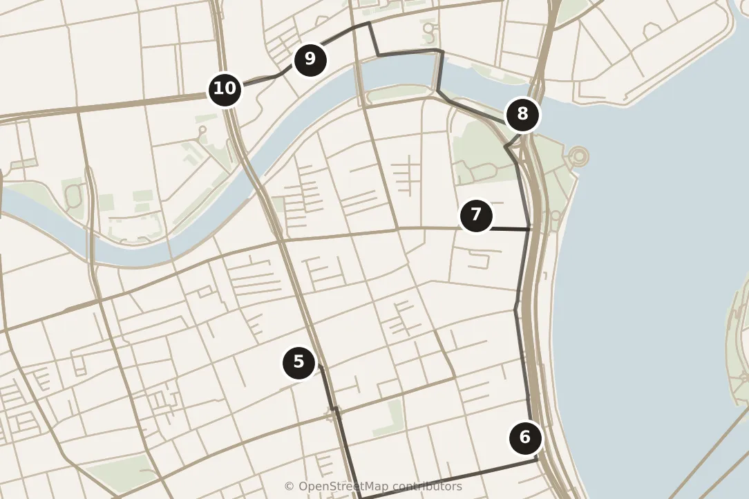 Map of Shanghai, morning: stops 5–10, numbered in walking order.