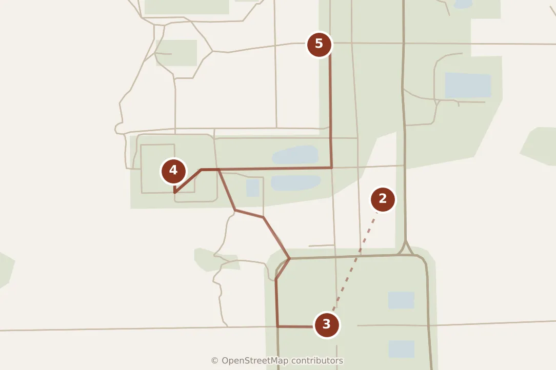Map of Siem Reap, morning: stops 2–5, numbered in walking order.