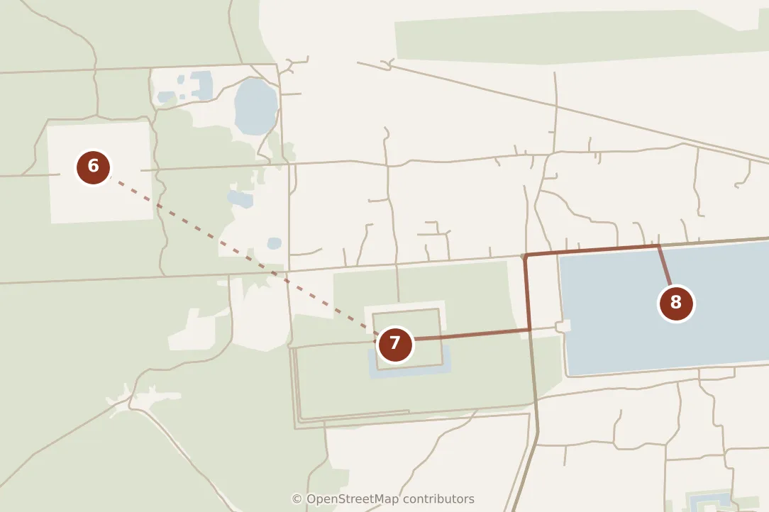 Map of Siem Reap, afternoon: stops 6–8, numbered in walking order.