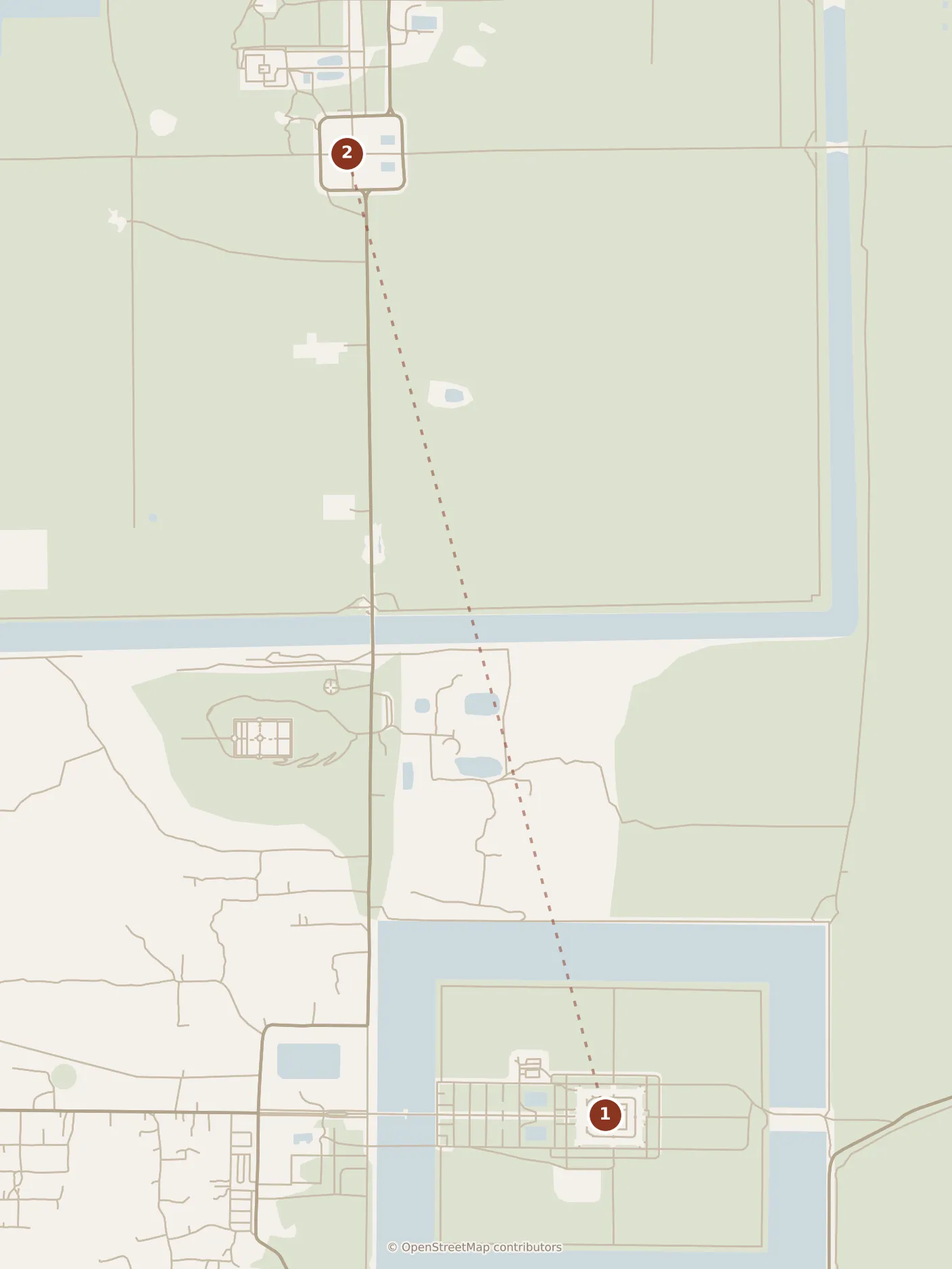 Map of Siem Reap, morning: stop 1, numbered in walking order.