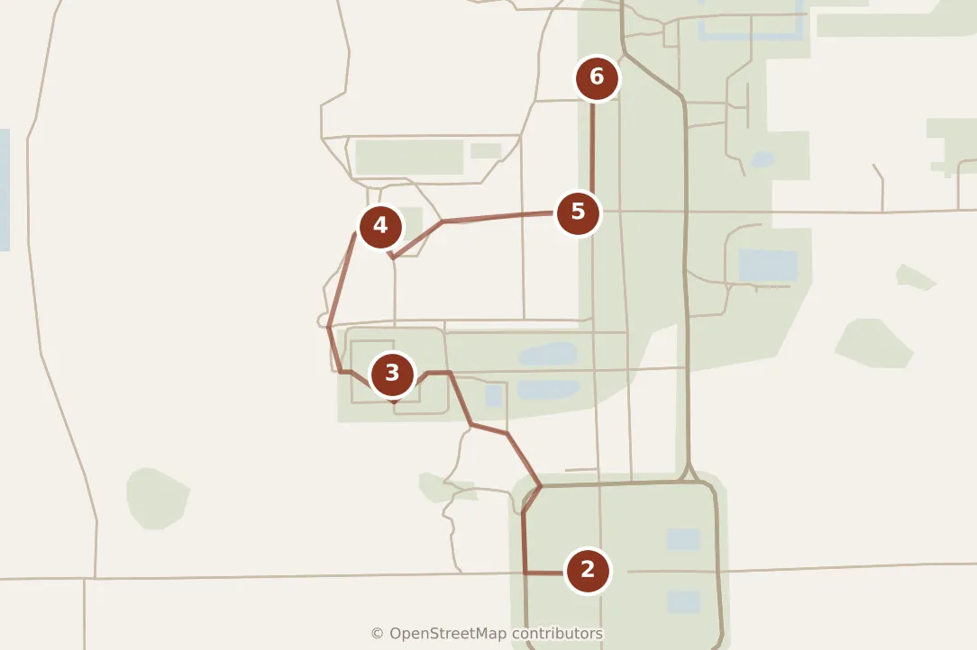 Map of Siem Reap, morning: stops 2–6, numbered in walking order.