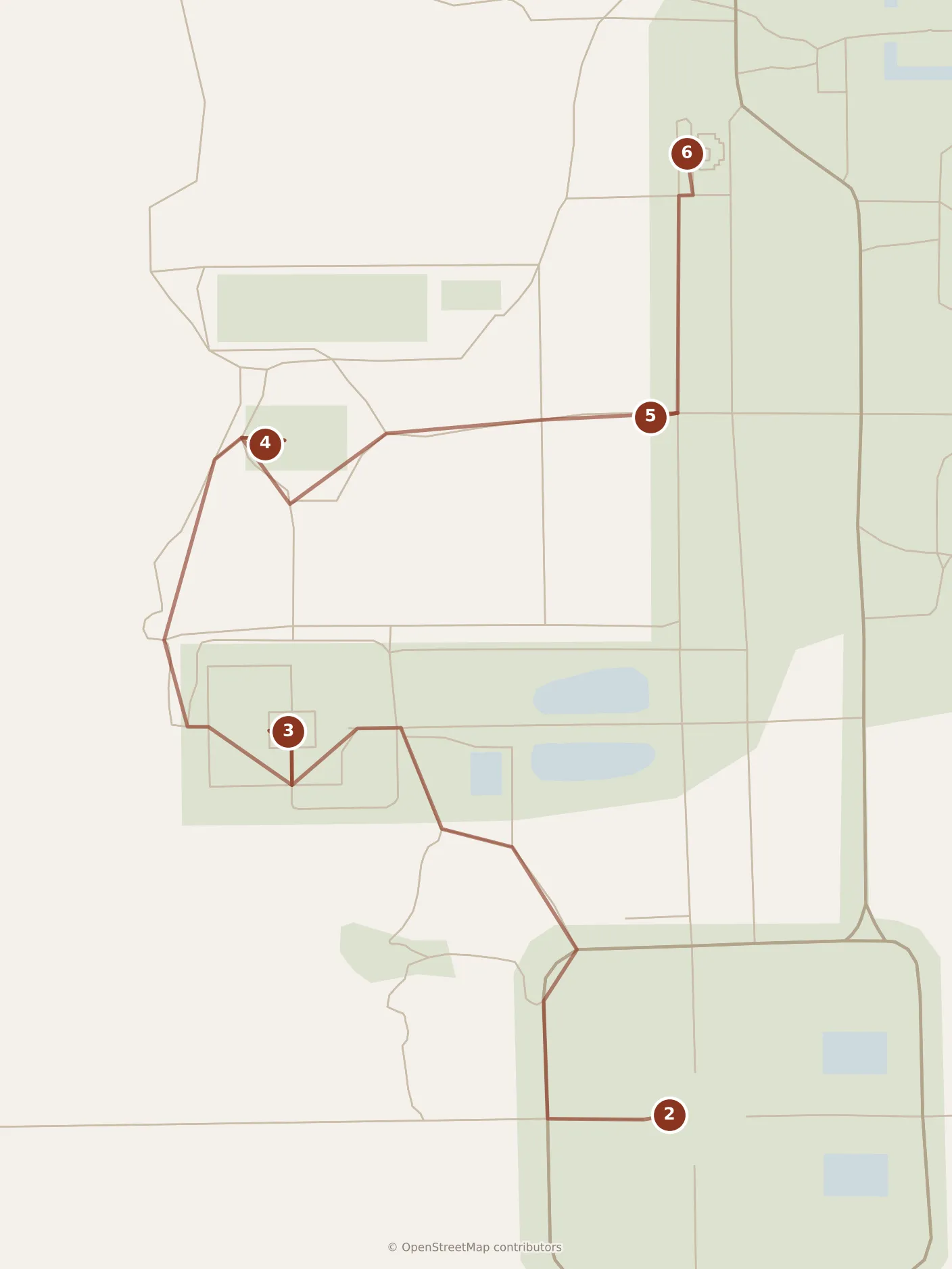 Map of Siem Reap, morning: stops 2–6, numbered in walking order.