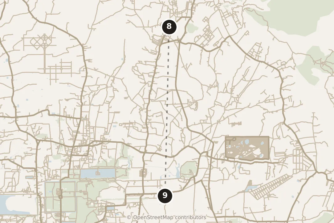 Map of Siem Reap, morning: stops 8–9, numbered in walking order.