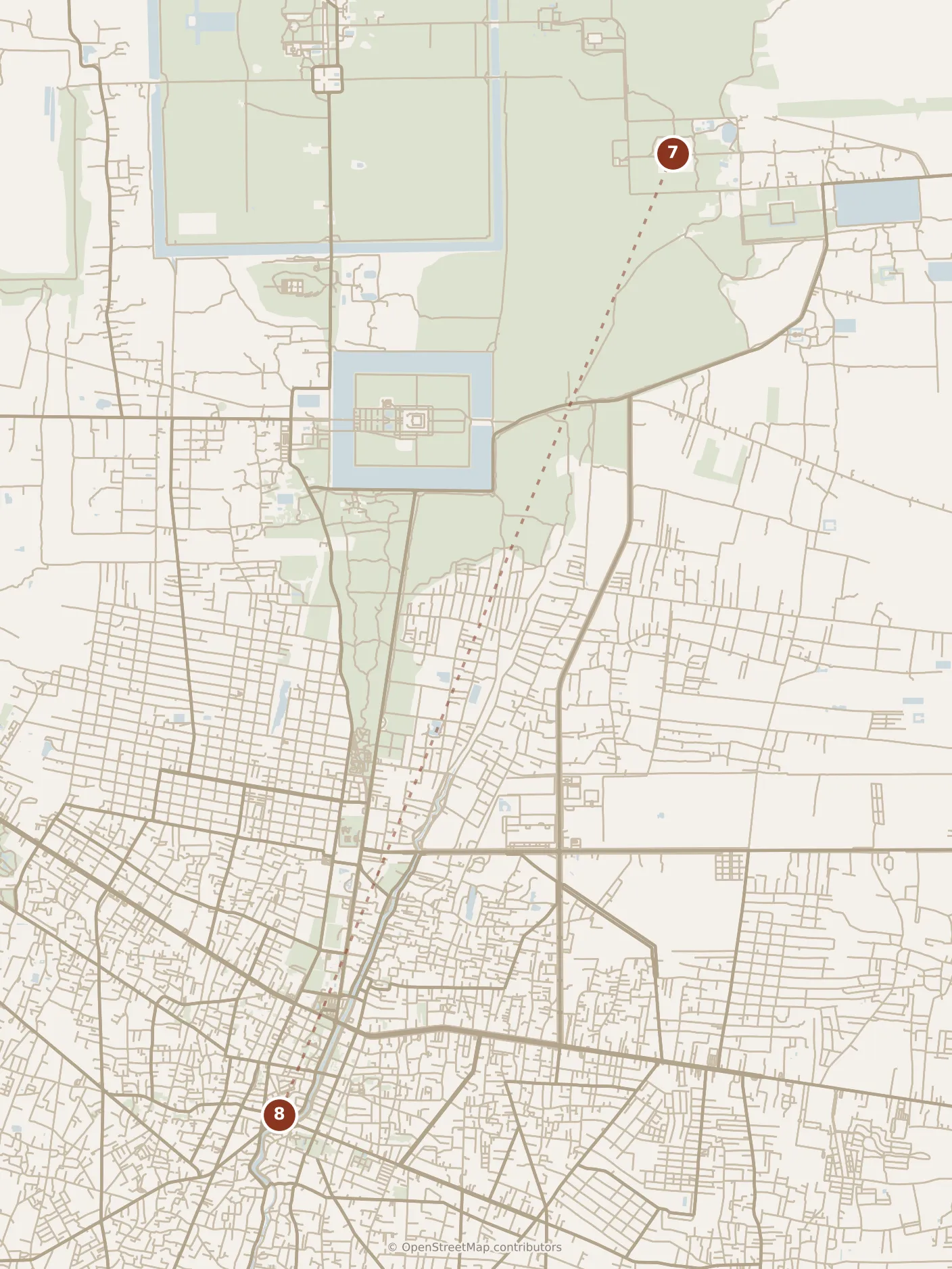 Map of Siem Reap, evening: stop 8, numbered in walking order.