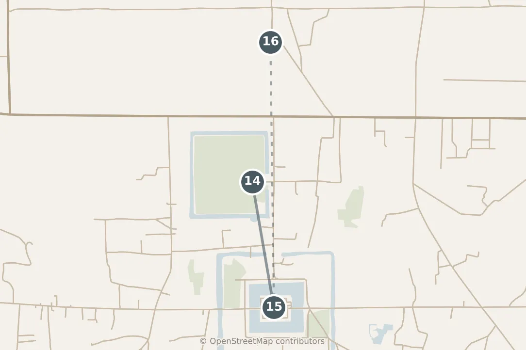 Map of Siem Reap, with a third day · stops 14–16: stops 14–16, numbered in walking order.