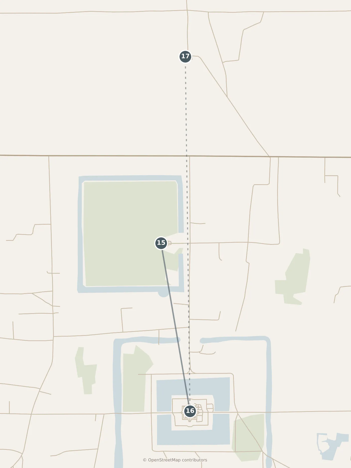 Map of Siem Reap, with a third day · stops 15–17: stops 15–17, numbered in walking order.